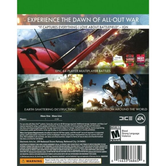 NEW Xbox One Battlefield 1 World War Infantry Multiplayer Shooter Video Game - Picture 2 of 2
